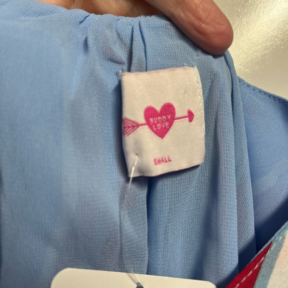 NEW NWT BUDDY LOVE BLUE/RED/PURPLE/WHITE STRIPED DRESS size small boutique - Picture 4 of 8